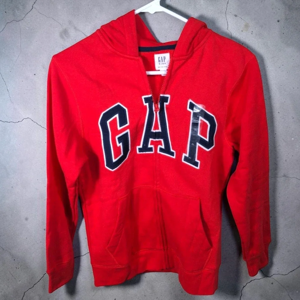 Gap Kids Arch Logo Full Zip Hoodie XL Red‎ Fleece Sweatshirt Boys Girls New